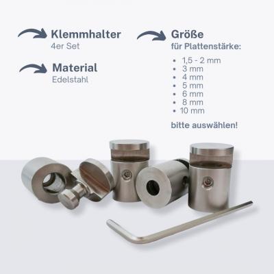 Glasklemme  Klemmhalter Edelstahl